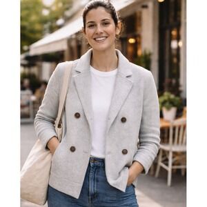 Gap Womens Quiet Luxury Travel Relaxed Knit Sweater Jacket Size S Gray Cozy Chic